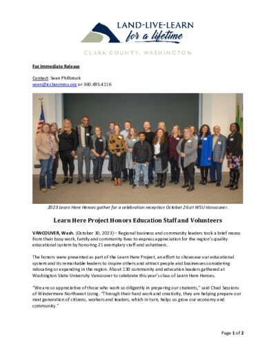 Learn Here Project Honors Education Staff and Volunteers