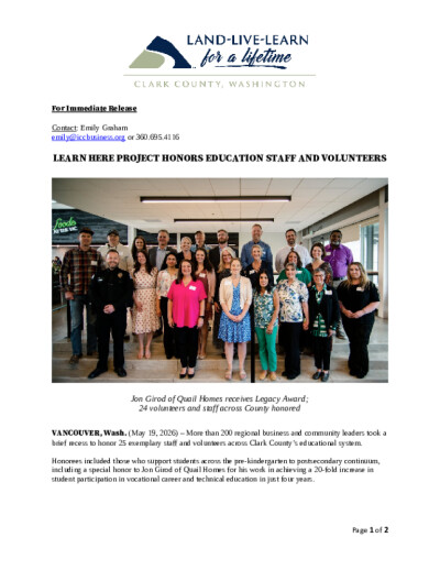 Learn Here Project Honors Education Staff and Volunteers