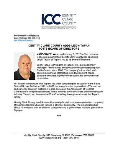 Identity Clark County Adds Leigh Tapani to its Board of Directors